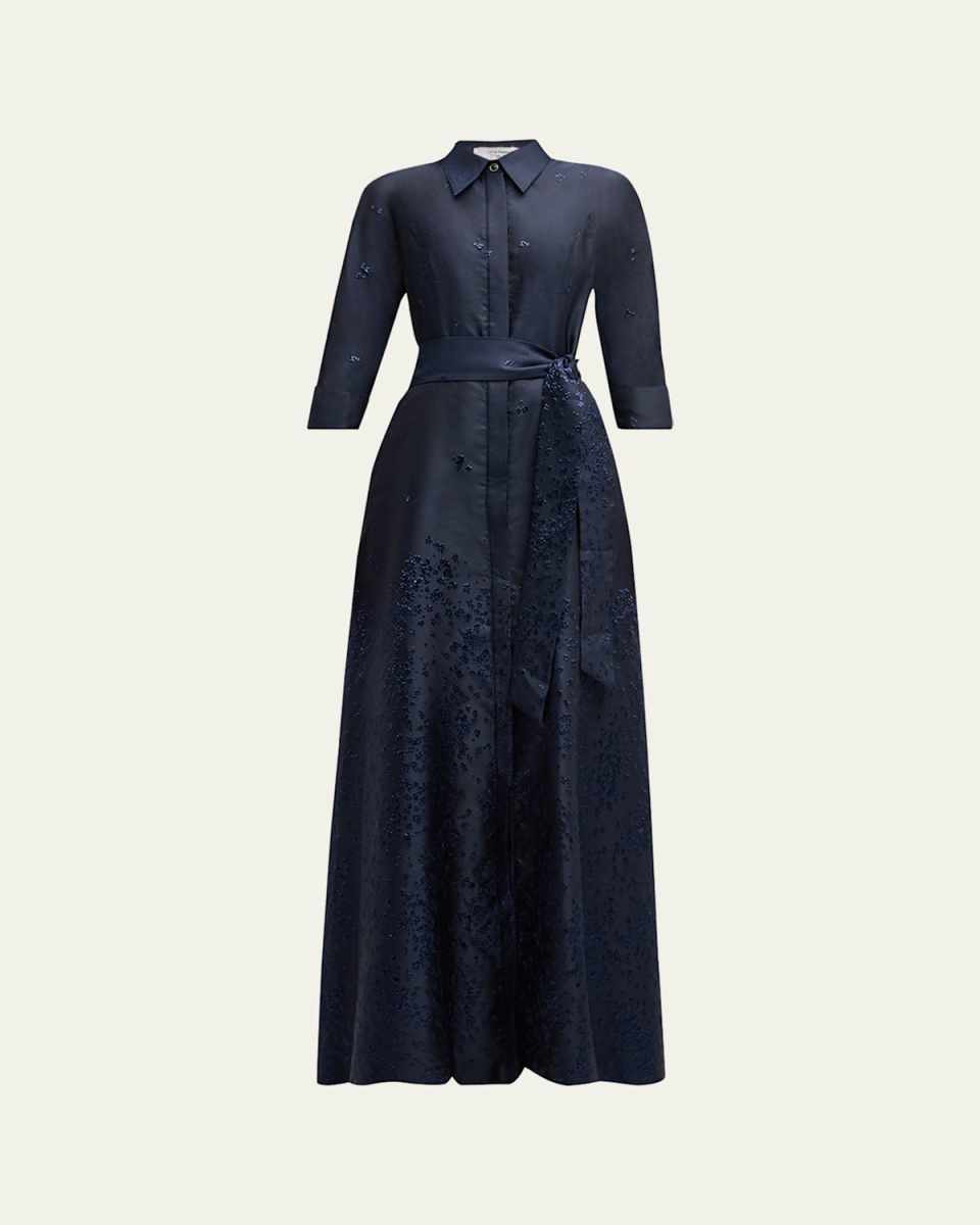 Metallic Jacquard Shirt Gown
